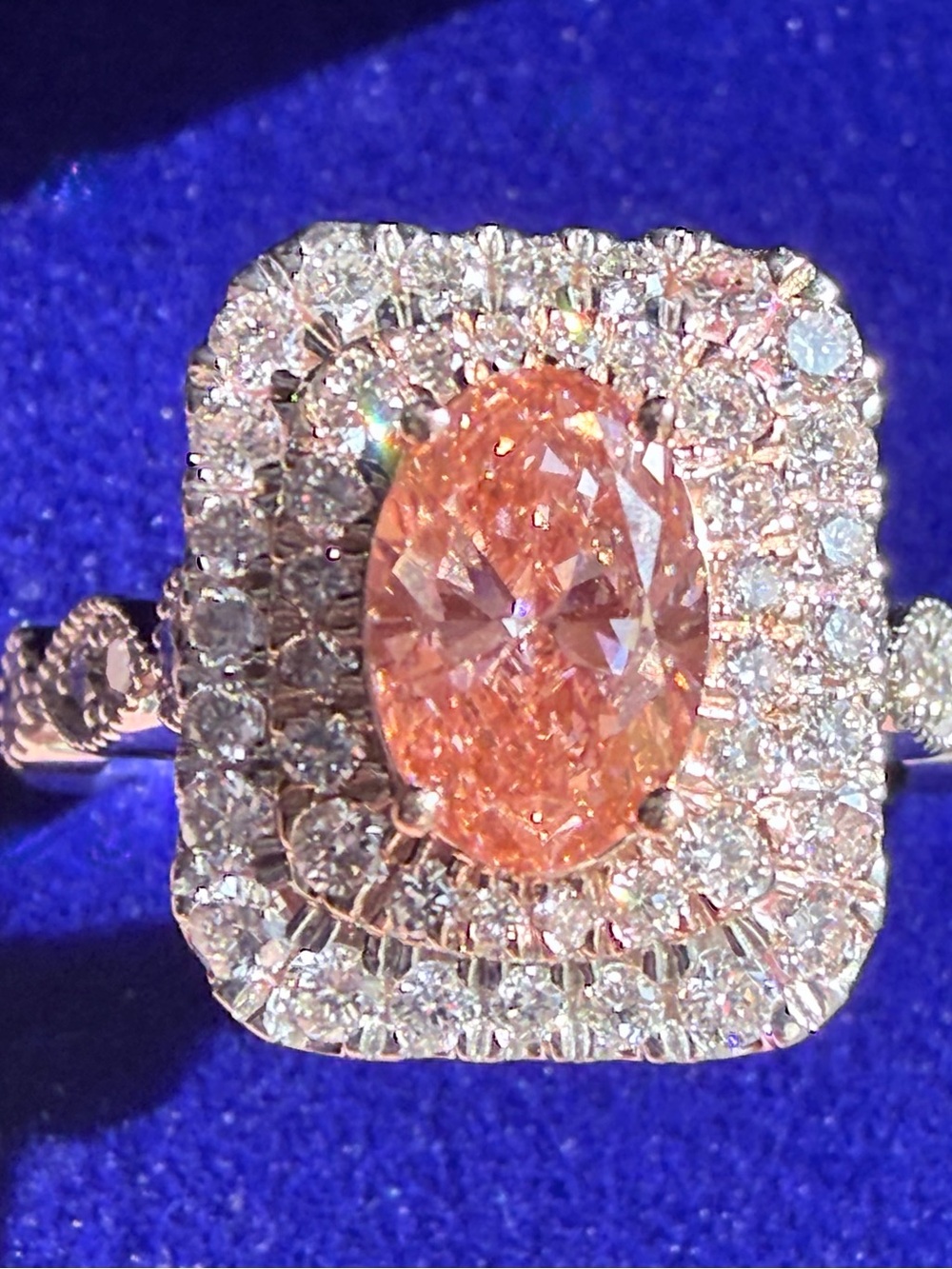 Neil Lane Inspired 14K White Rose Gold Ring W/Pink Lab Diamond IGI Certified VS1